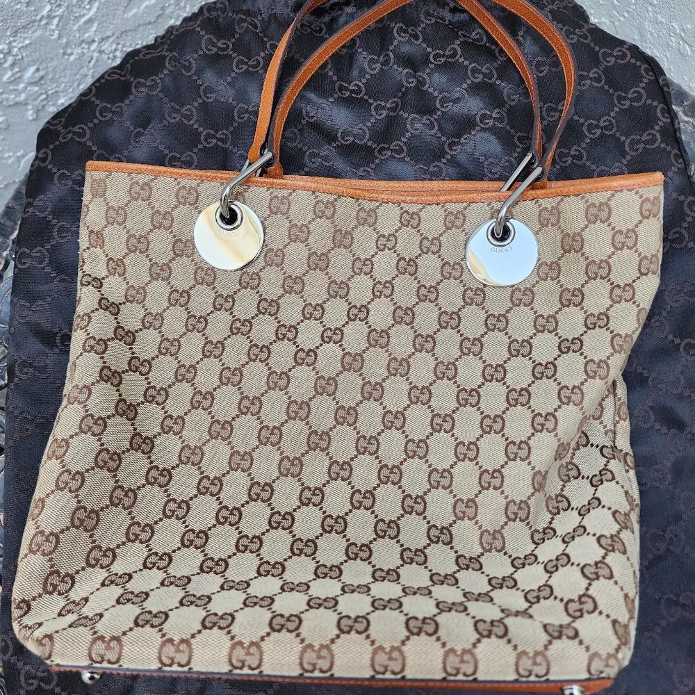 Authentic Vintage Gucci GG Monogram Canvas Eclipse Tote + dust bag